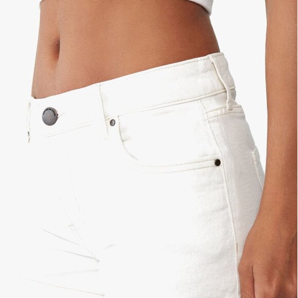 Micro high rise denim shorts with turn up hem in white - Picture 2 of 9